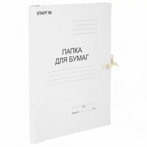 Папка для бумаг с завязками картонная STAFF, гарантированная плотность 220 г/м2, до 200 л., 126525
