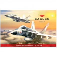 Альбом для рисования 12л А4 на скрепке ArtSpace Техника Eagles aircraft 311483