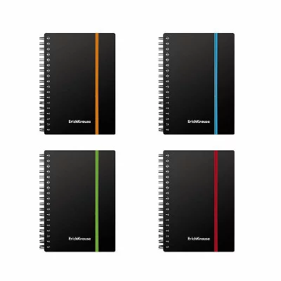 Тетрадь общая с пластиковой обложкой на спирали ErichKrause Accent, ассорти, А6, 80 листов, клетка, резинке 53140