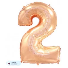 Шар (40\'\'/102 см) Цифра, 2, Розовое Золото, 1 шт. в уп. B901762RG
