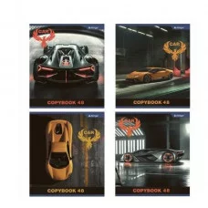 Тетрадь 48л., А5, клетка, Alingar "Car", скрепка, мелованный картон (стандарт), блок офсет AL10399