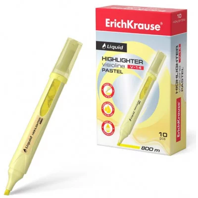 Текстмаркер с жидкими чернилами ErichKrause Visioline V-14 Liquid Pastel цвет чернил желтый 56023