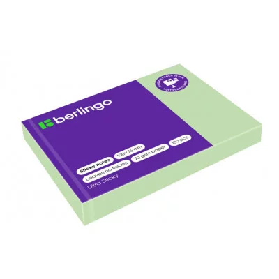 Самоклеящийся блок Berlingo "Ultra Sticky", 100*75мм, 100л., пастель, зеленый 287178