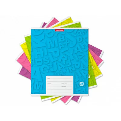 Тетрадь школьная ученическая ErichKrause® Optima Letters ассорти, 24 листа, линейка 40037