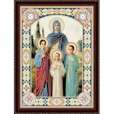 Алмазная мозаика 30х40см с подр.c част.зап.(блест) Вера, Надежда, Любовь и мать их София (Арт. BH031)