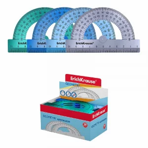 Транспортир пластиковый ErichKrause Ice Metallic 180°/10см ассорти, 1шт 57911