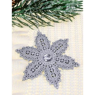 Новогоднее подвесное украшение Роскошная снежинка 13 см НУ-5102