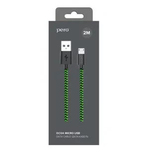 Кабель Pero (DC-04) micro USB, 1 м, зелено-черный, 2A 4603768350019