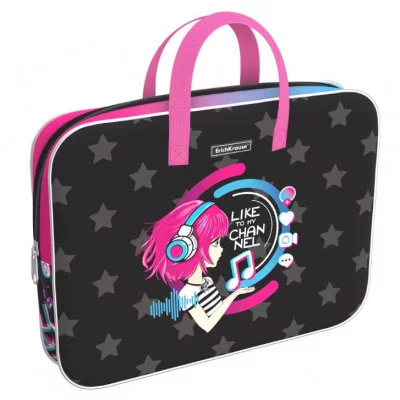 Папка текстильная на молнии ErichKrause с ручками Top Blogger, A4+ 57592