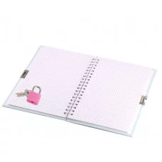 Подарочный блокнот 11,0 см * 15,0 см , гребень, Alingar, ламинация, конгрев, эффект 3D, замочек, 45 л., клетка, "Модница-малышка", голубой AL11722