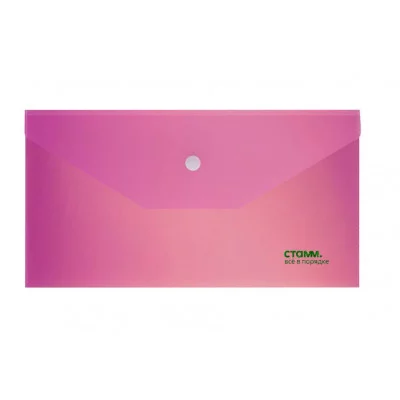 Папка-конверт на кнопке СТАММ "Сияние" С6, 180мкм, пластик, непрозрачная, розовый 377056