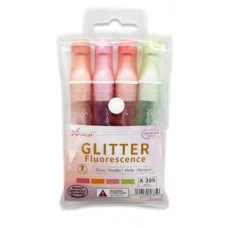 Маркер выделитель 4 цв. DJ-252 "Глиттер" 1-5мм, скошенный, овальный корпус X-309 333232