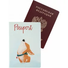 Обложка на паспорт  "Корги" ПВХ slim ОП-0420
