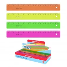 Линейка справочная пластиковая ErichKrause® Neon, 20см, цвет ассорти 55503