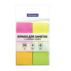 Самоклеящийся блок OfficeSpace 38*51мм, 200л., 4 неоновых цвета 286505