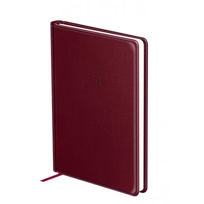 Ежедневник датированный 2026г., А5, 176л., твердый переплет, кожзам, BG "Nebraska. Dark red", красный 380098