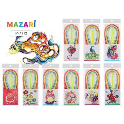 Бумага для квилинга M-4312, размер 5 х 540мм,  240л 20-ти различных цв, двухсторонняя ручка в компл