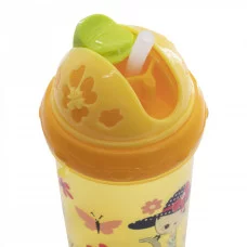 Бутылка для воды Alingar, детская, пластик, 620 мл, силиконовая трубочка, уплотнитель, держатель, ремешок, ассорти, "Веселые зверюшки" AL10487