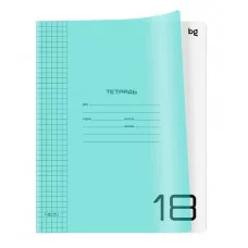 Тетрадь 18л., клетка BG "UniTone. Neon", пластиковая обложка, неон голубой 379144