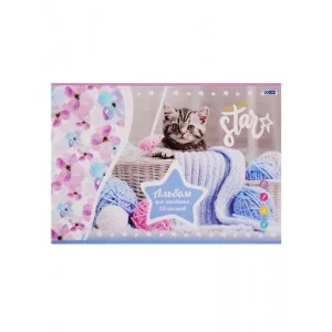 Альбом для рисования А4 скоба 20л Котята с клубочками (ассорти) АР4ск20 7527 Аль2182