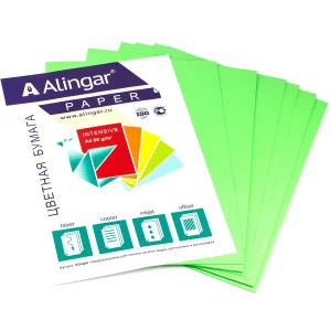 Бумага цветная для офиса А4, 50л. Интенсив Зеленый Alingar, 80г/м2, AL6748
