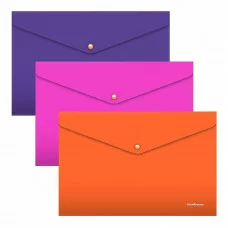 Папка-конверт на кнопке пластиковая ErichKrause Soft Caribbean Sunset, A4, непрозрачный, ассорти 54879