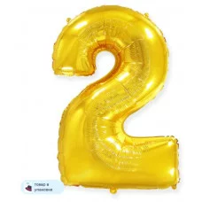 Шар (40\'\'/102 см) Цифра, 2, Золото, 1 шт. в уп. B901762O