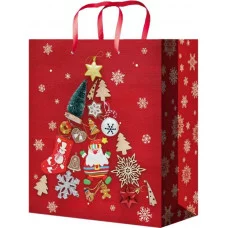 Optima Пакет подароч. с глянц. ламин. 14x20x6,5 см (MS) Ёлочная композиция на красном, 128 ПКП-5640