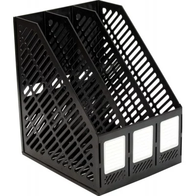 Подставка для бумаг трехсекционная сборная пластиковая ErichKrause Classic, черный 13096