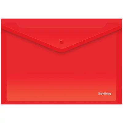 Папка-конверт на кнопке А4, 180мкм, красная BERLINGO* 134797
