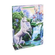 Пакет подарочный с матовой ламинацией 32,4х44,5х10,2 см (XL) Сказочные единороги, 157 г ППД-0125