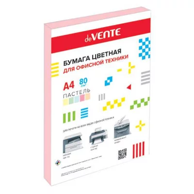 Бумага цветная А4 80г/м2 пастель 50л розовый DEVENTE 2072909 460994