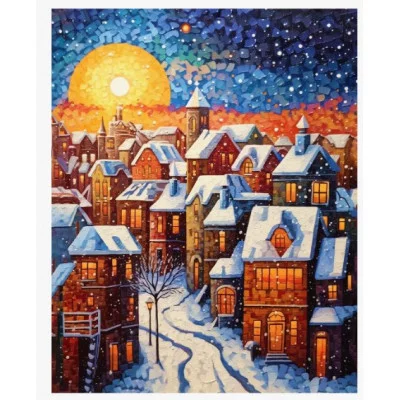 Набор для творчества Алмазная мозаика 40*50,см KiK i Уютный городок полная выкладка ALM115