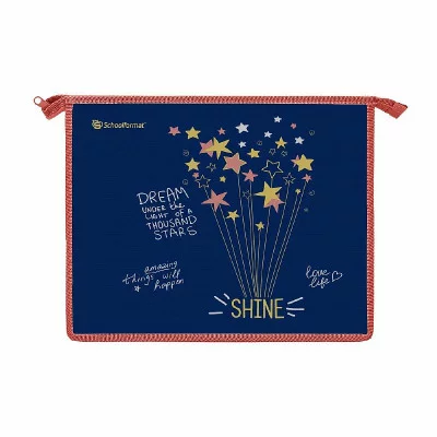 Папка д/тетрадей 1 отд. А5 Schoolformat SHINE BRIGHT 235х190х50 молния картон, полиэстер синий д/девочек 237064