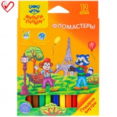 Фломастеры Мульти-Пульти "Енот во Франции", 12цв., смываемые, картон, европодвес Мульти-Пульти 240100