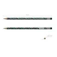 Чернографитный карандаш пластиковый ErichKrause Floral Soul круглый с ластиком НВ  62775