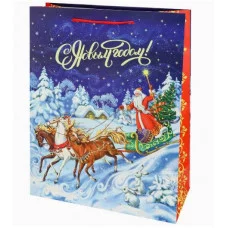 Dream cards Пакет подароч. с мат.лам. и глит. 31x40x12 см (XL) Тройка коней 190г ППК-2364