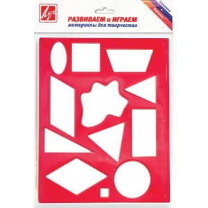 Трафарет ЛУЧ ГЕОМЕТРИЧЕСКИЕ ФИГУРЫ №2 пласт. непрозрач. красн. Луч 107694