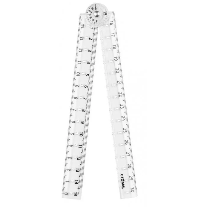 Линейка раскладная 15-30см СТАММ, пластиковая, прозрачная, европодвес 381005