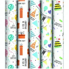 Упаковочная бумага 1шт глянц. 70*100см, ArtSpace "День рождения", 90г/м2, ассорти 5 дизайнов 324402