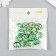 Бусины для творчества пластик "Мраморные. Зелёный" набор 15 шт 1,7х1,7х1 см   9285322