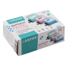 Дырокол "Pastel" (10 листов) пластиковый с каучуковой вставкой, с линейкой, в картонной коробке, 3 пастельных цвета ассорти 4020900