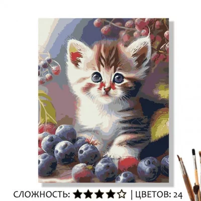 Картина по номерам на холсте 50х40 "Маленький котёнок" Знайленд КН50401516