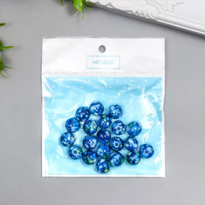 Набор бусин для творчества пластик "Мраморные. Сапфир" d=1,2 см набор 20 гр 7490029