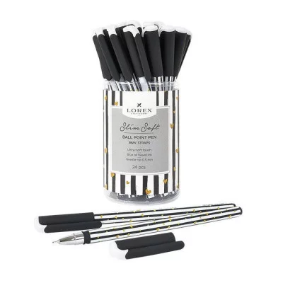 Ручка маслян. LOREX B&W.STRAPS серия Slim Soft 0,50 мм синий, кругл. прорезин. корп., игловид.наконе 189569