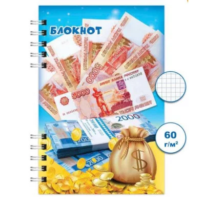 Блокнот спираль 120л А6 Деньги 1 Бг120/7-1
