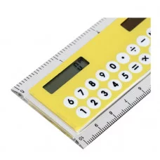 Калькулятор-линейка 10см 8-разрядный корпус прозрачный,с транспортиром, работает от света 3854080