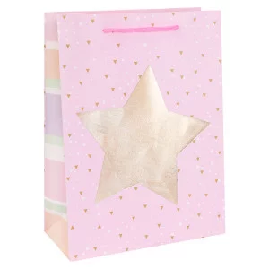 Dream cards Пакет подарочный с мат.лам. и тиснением фольгой 31х42х12см (XL) Счастливого дня рождения, красный, 210 г ПКП-2616