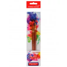 Набор кистей (белка круг №2,4,6) (НК-2811) 3 шт,деревянная ручка,  НК-2811