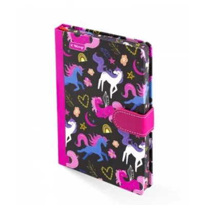 Записная книжка, А5, Yalong, 7БЦ, матовая ламинация, ляссе, клапан на магните, клетка, цветной срез, 140 л., "Паттерн единороги", ассорти YL-A5-842
